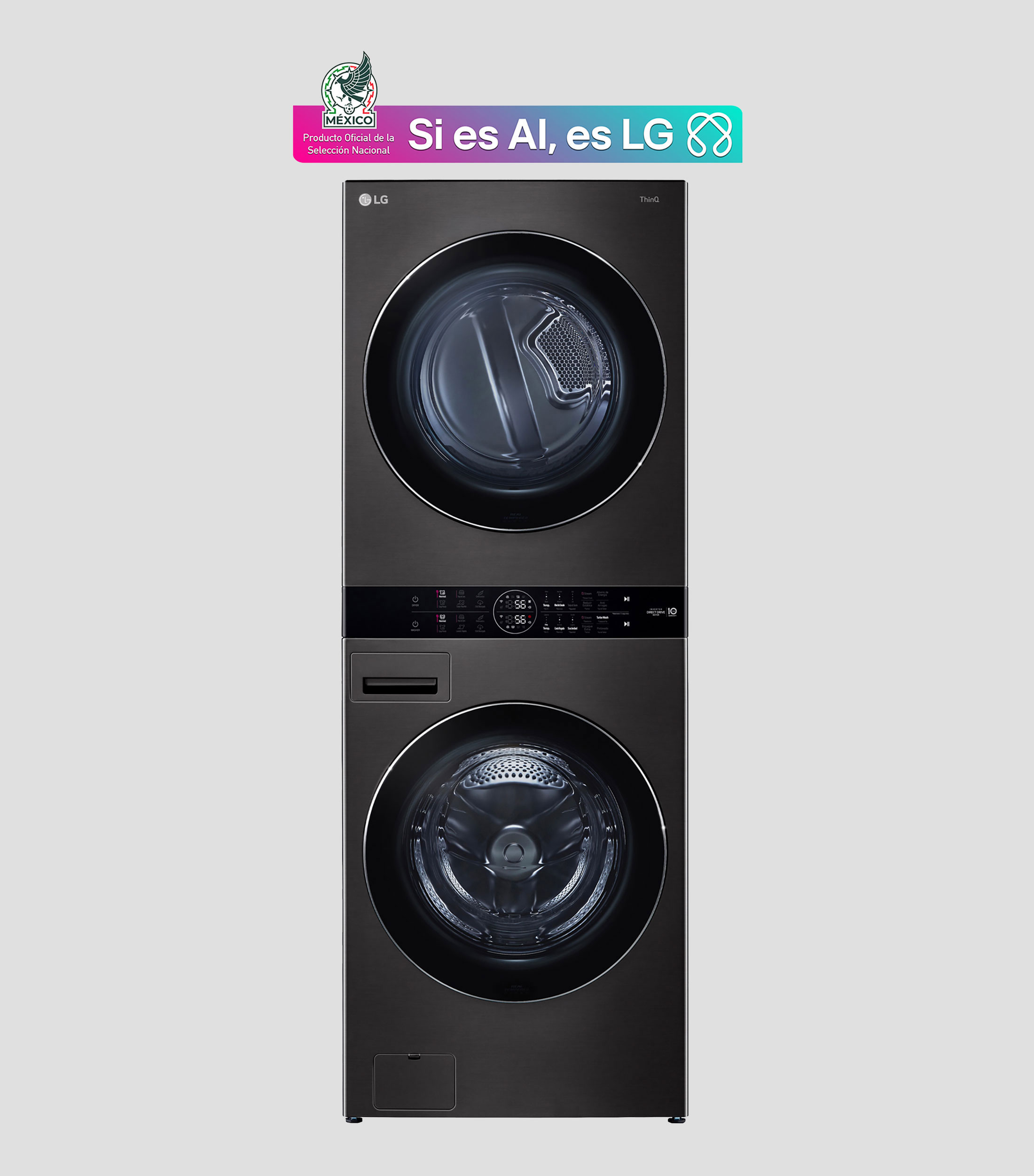 Centro de lavado WashTower, a Gas LP, de carga frontal, 25 Kg, Negro
